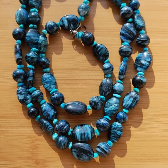 Jay King DTR blue Plume and Turquoise 43" Necklace 925 Sterling Silver, - Picture 11 of 16